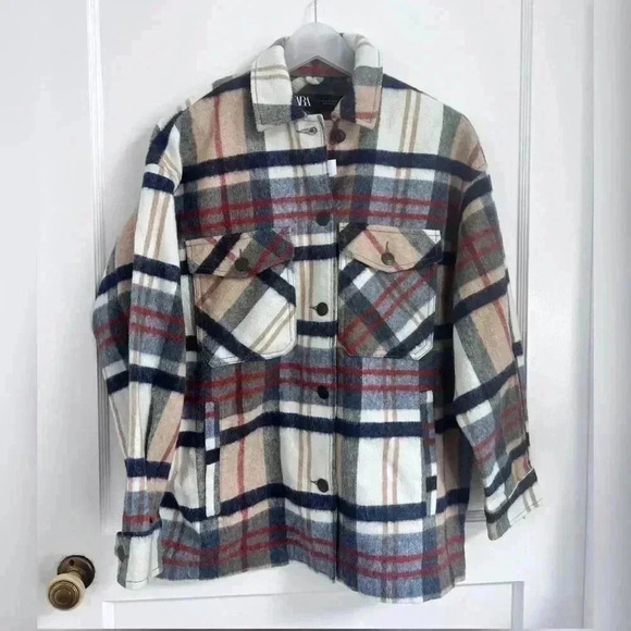 Zara Plaid Wool Shacket NEW - Picture 1 of 5